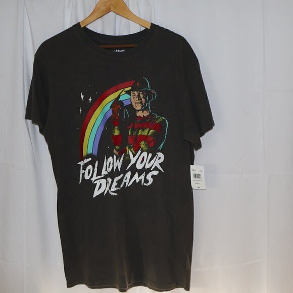 Follow Haunting Dreams Freddy Krueger TShirt Nightmare on Elm Street Size Large - Picture 3 of 12